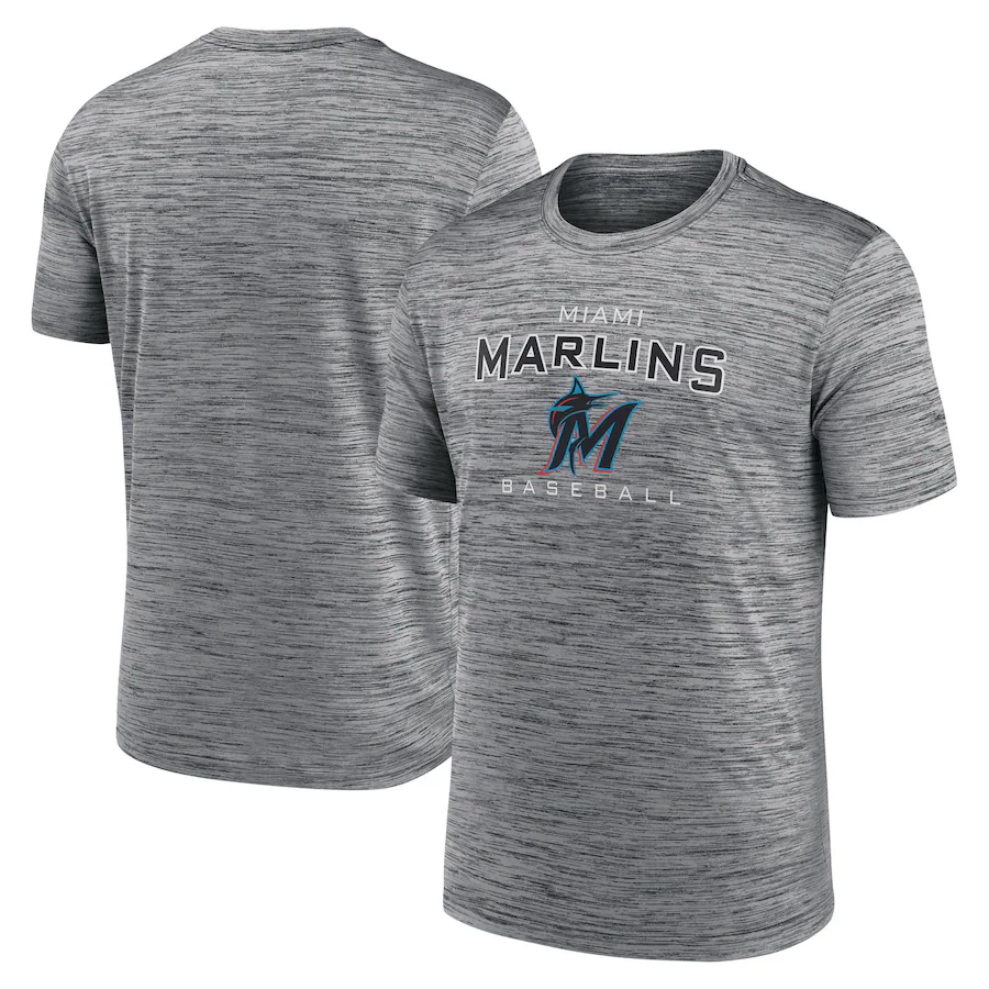 Men's Miami Marlins Grey Velocity Practice Performance T-Shirt Men's Miami Marlins Grey Velocity Practice Performance T-Shirt